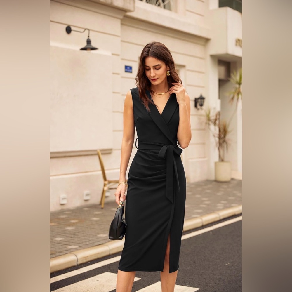 Grace Karin Black Sleeveless Midi Dress